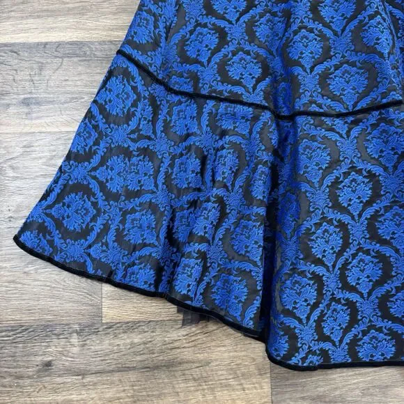 Shrine Of Hollywood Tapestry Vintage Goth Black Blue Maxi Skirt Sz S Long